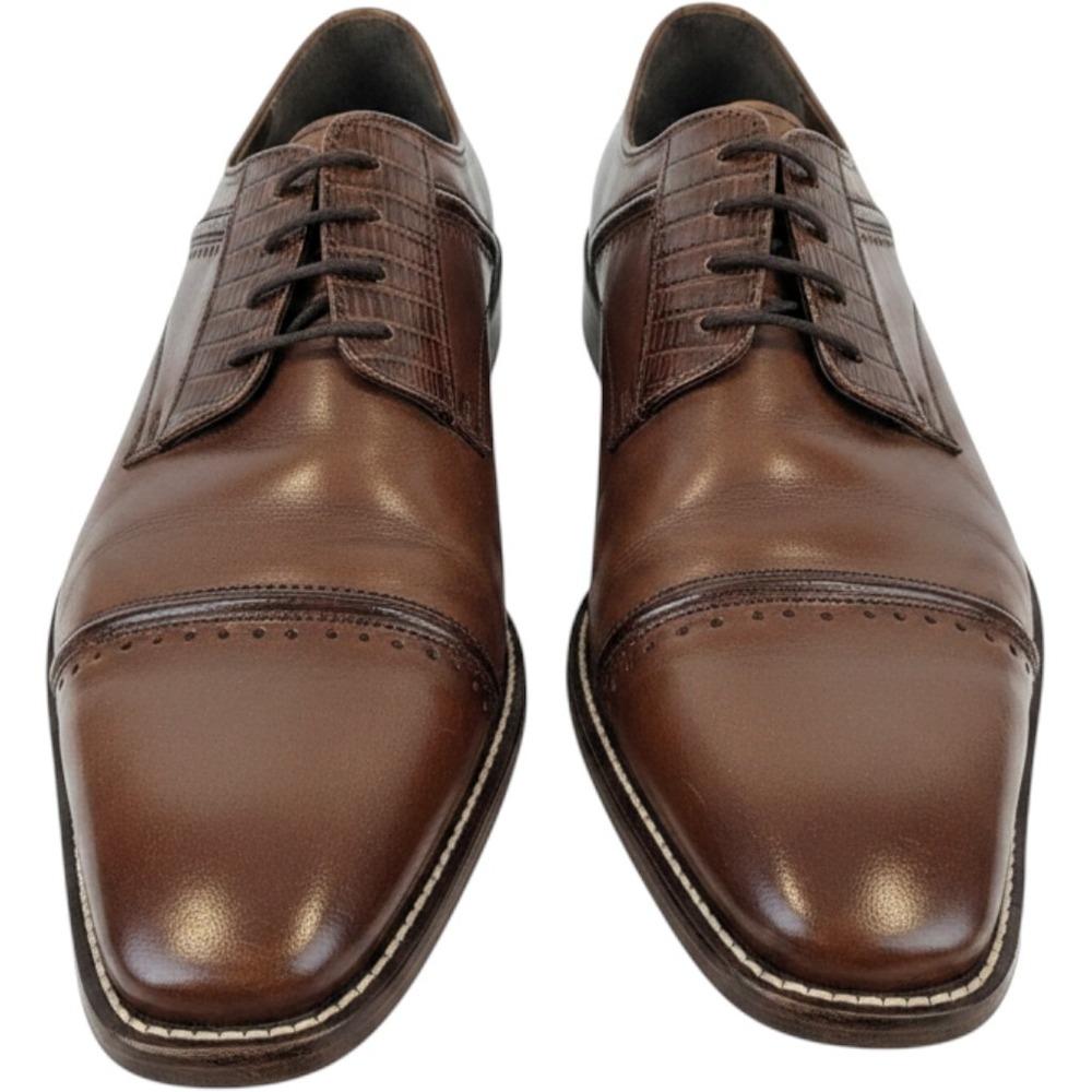 Stacy Adams Ryland Oxfords Mens 10M Cognac Cap Toe Dress Shoes New Box